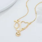 Custom Name Necklace For Women Stainless Steel Jewelry Personalized Gold Stethoscope Pendant Nameplate Necklace For Doctor Gift 2